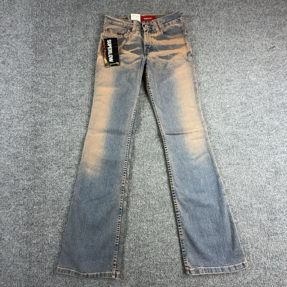 VTG Y2K Levi's 518 Superlow Boot Cut Jeans Juniors 1 Light Wash Low Rise Stretch